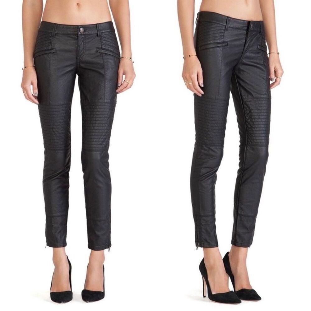 New Free People Women's US Size 8 Faux Leather Biker Skinny Ankle Pants NWT